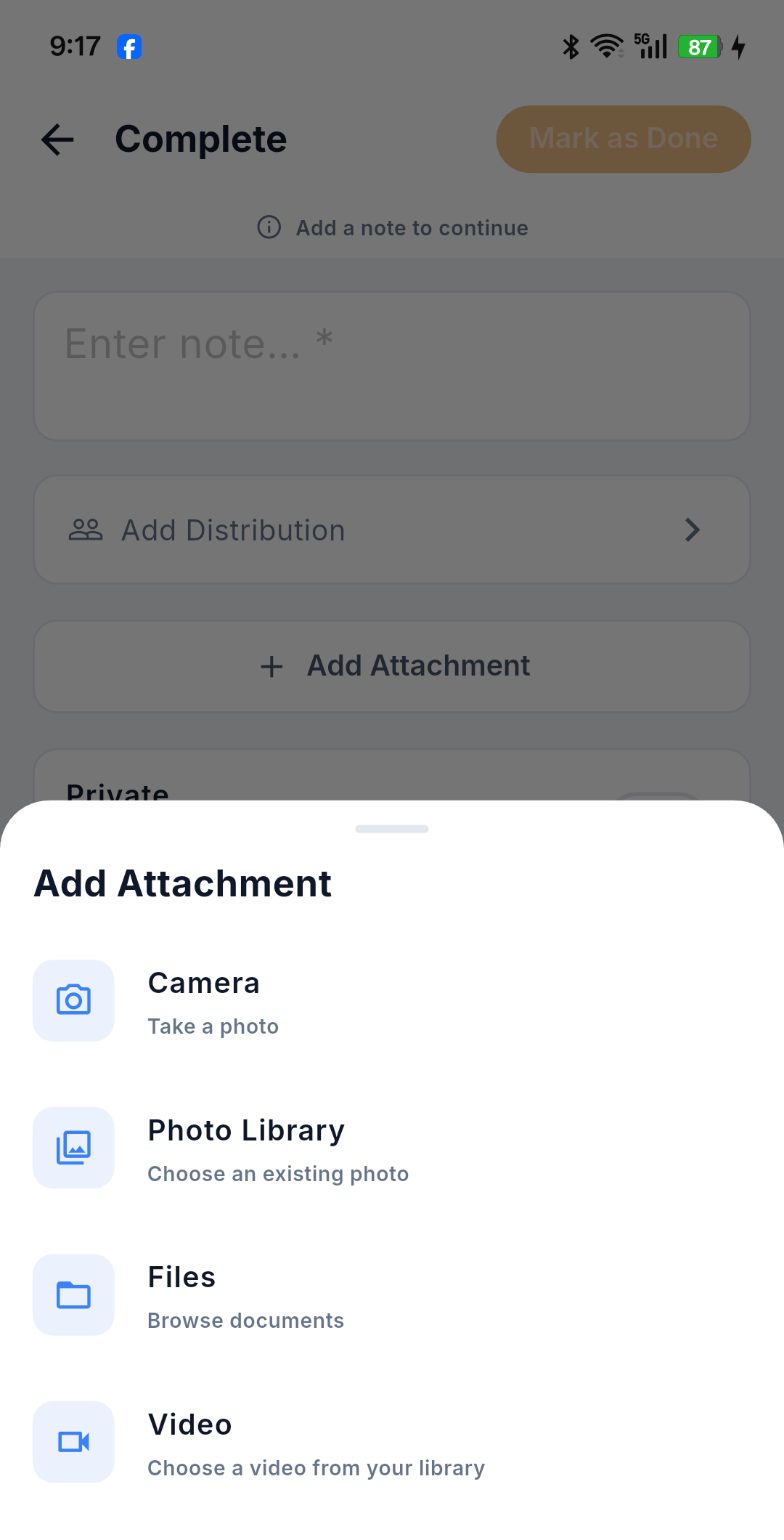 Attachment sources in a form