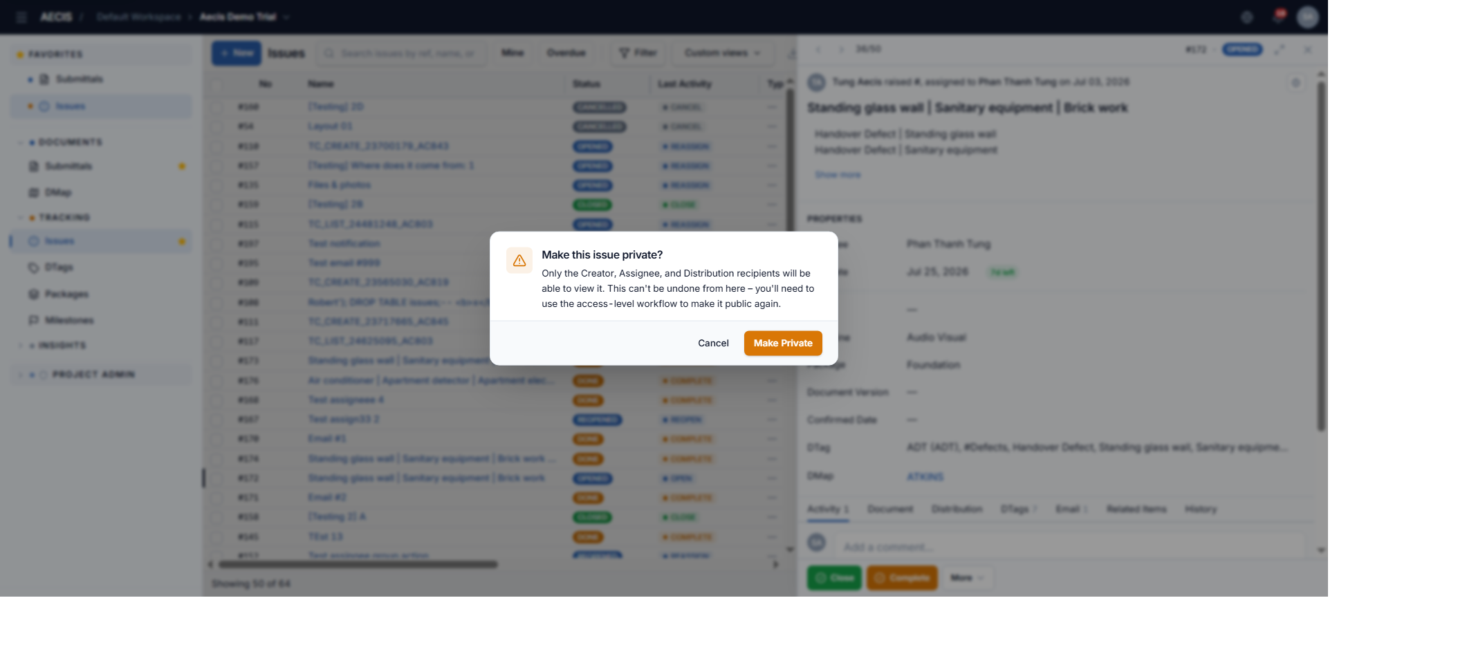 Make-private confirmation dialog