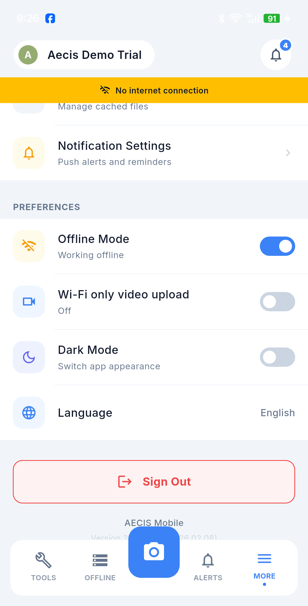 Offline Mode turned on