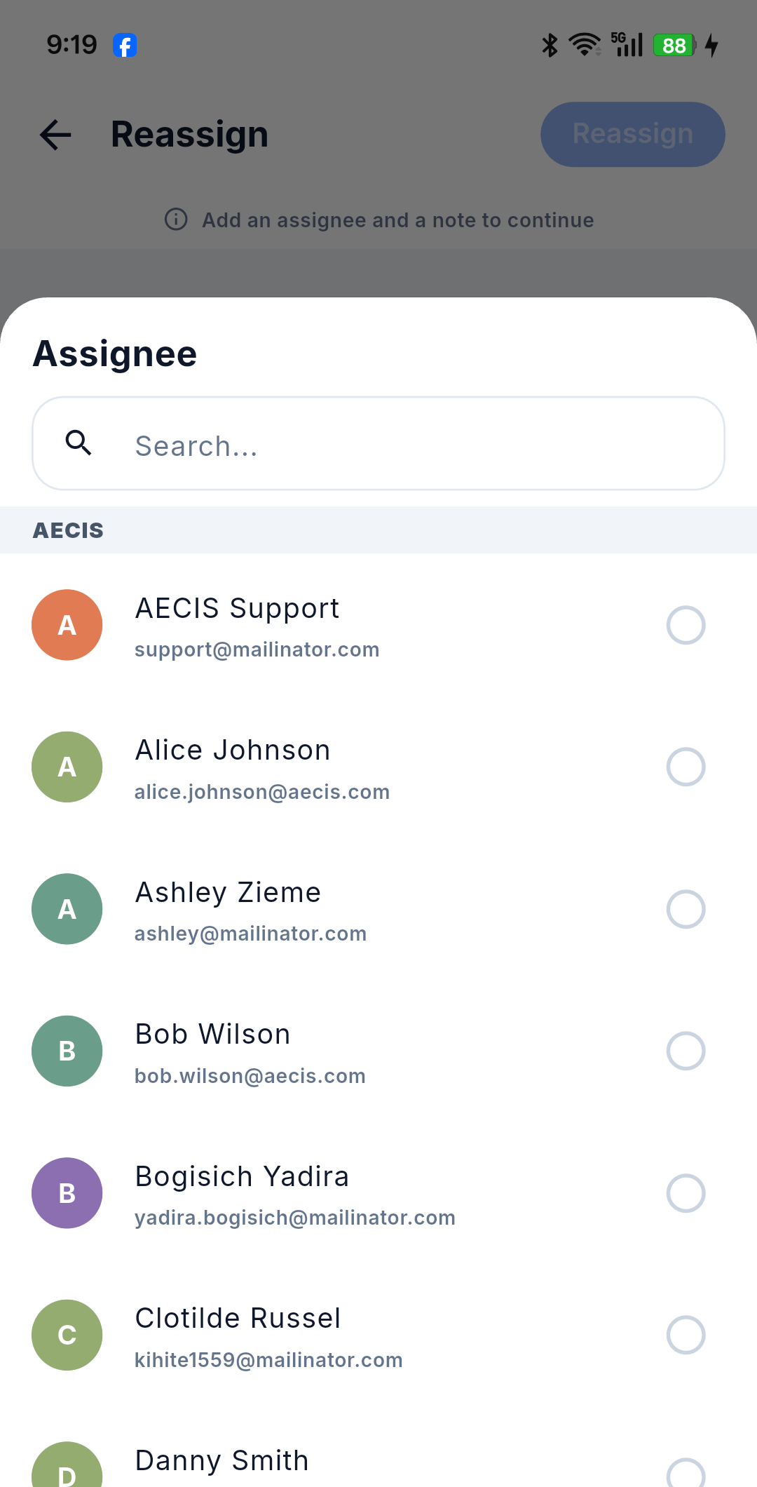Bộ chọn assignee
