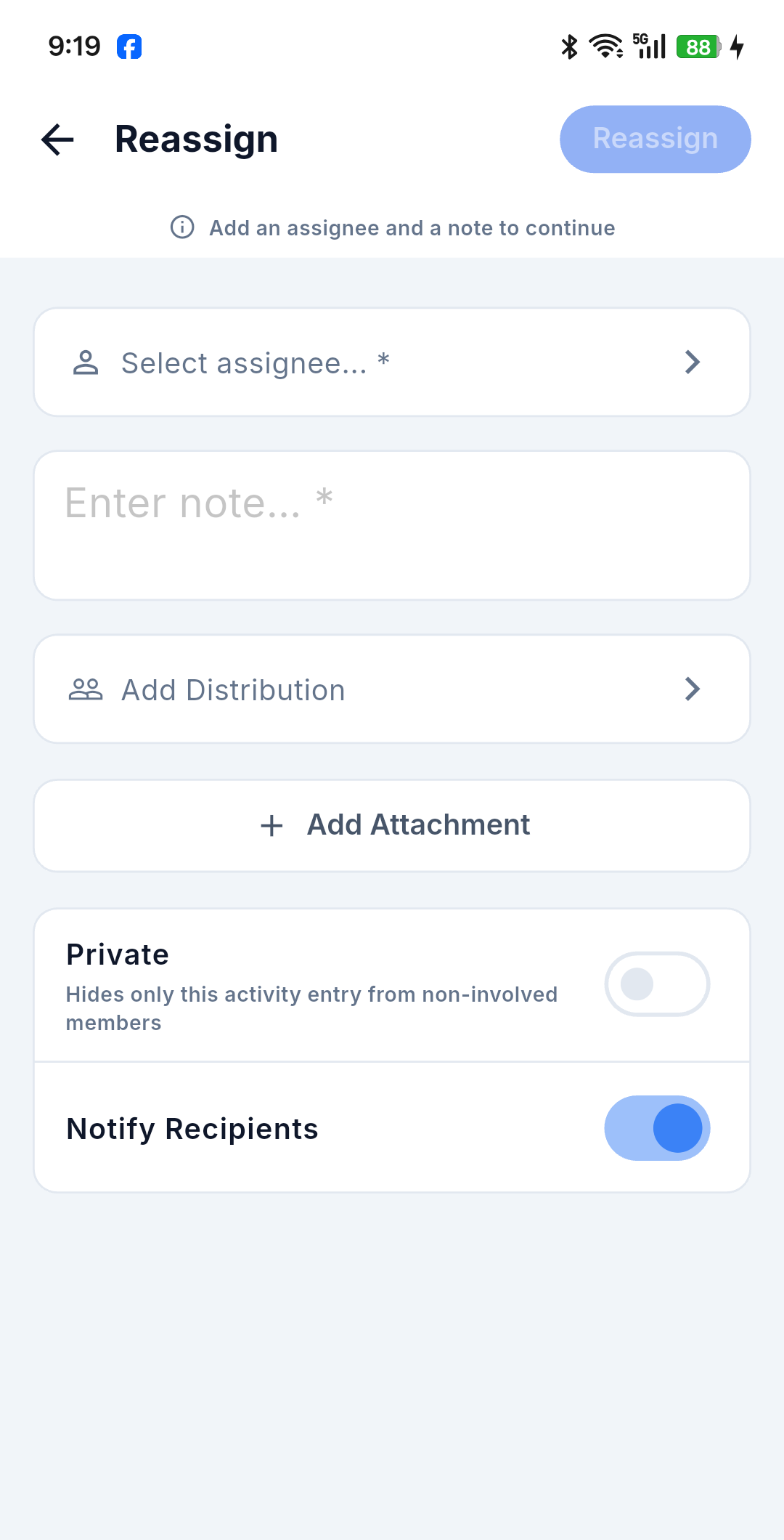 Form Giao lại issue (Reassign)