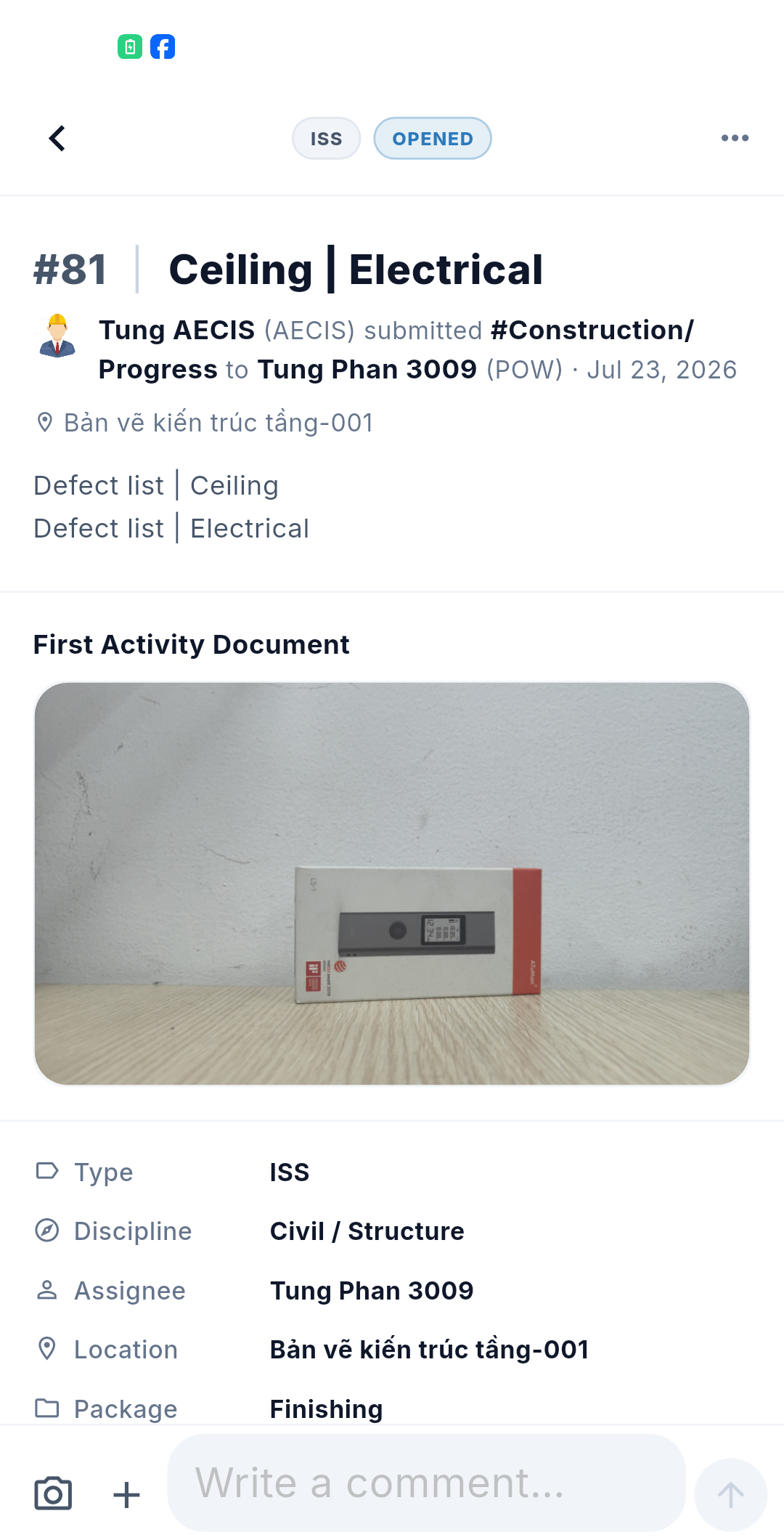 Màn hình chi tiết issue